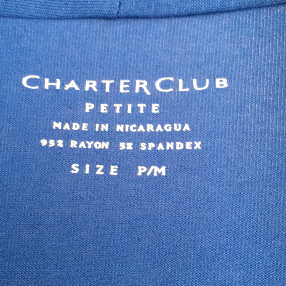 Charter Club Cardigan Petite Medium Blue Long Sleeves Back Cinched - Picture 5 of 9
